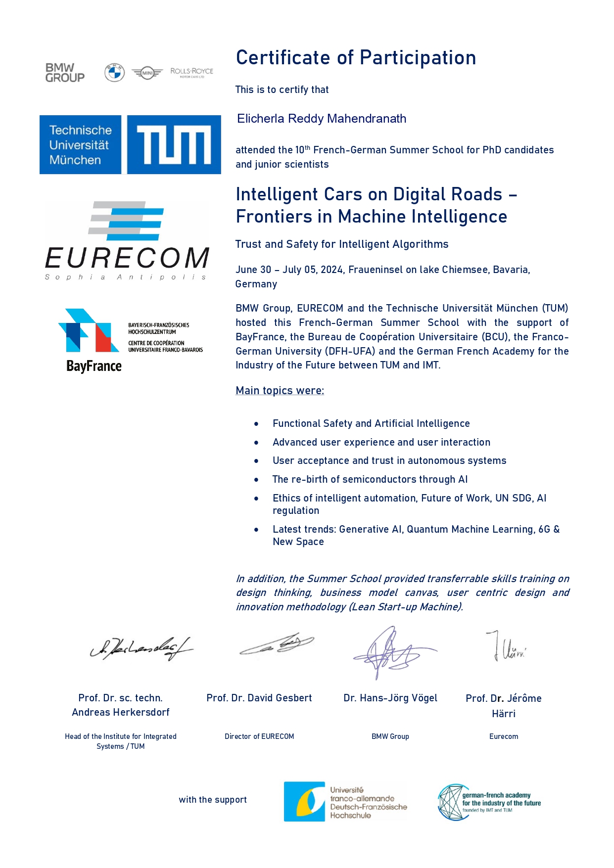 Certificate of Participation