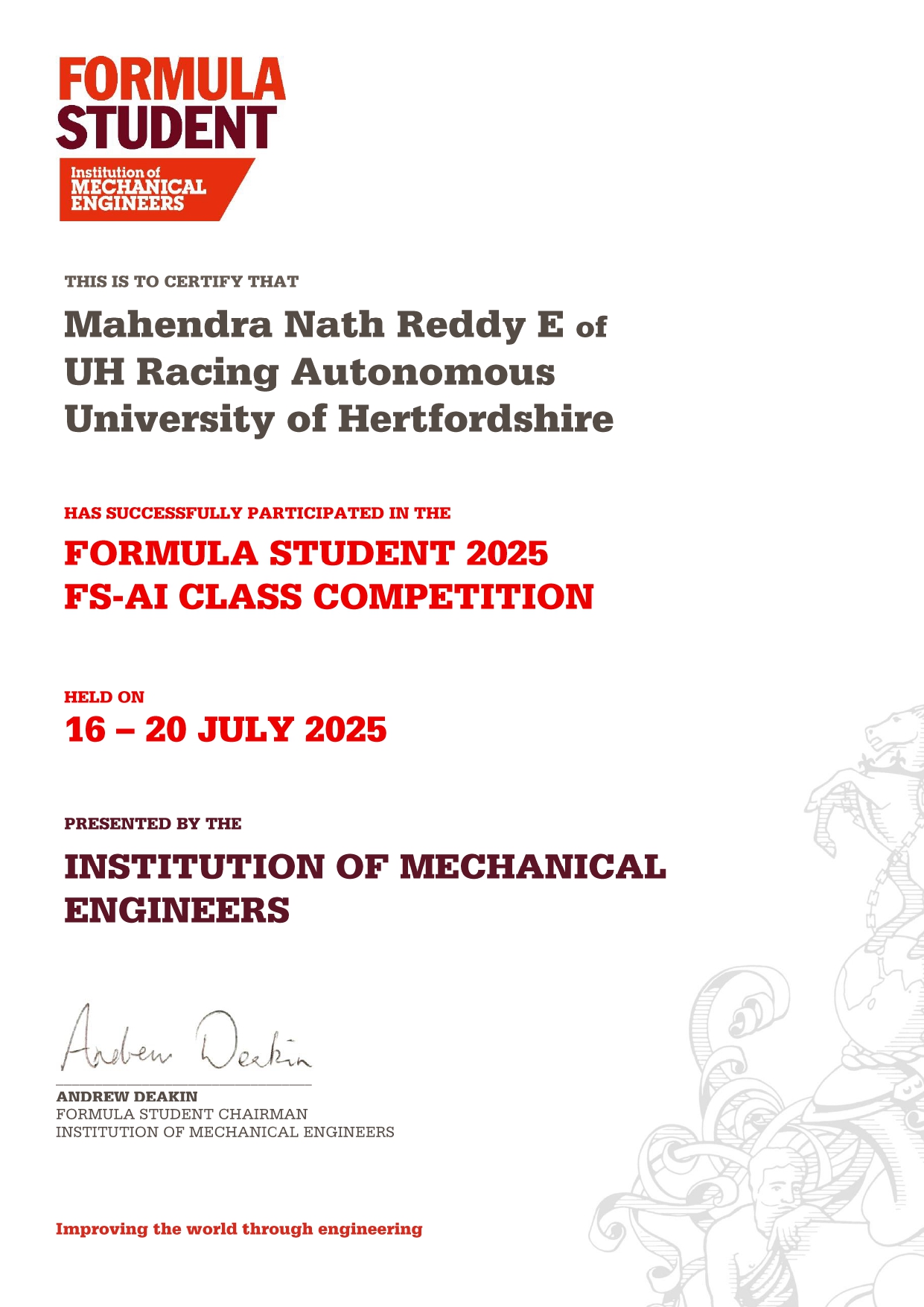Certificate of Participation — FSAI 2025
